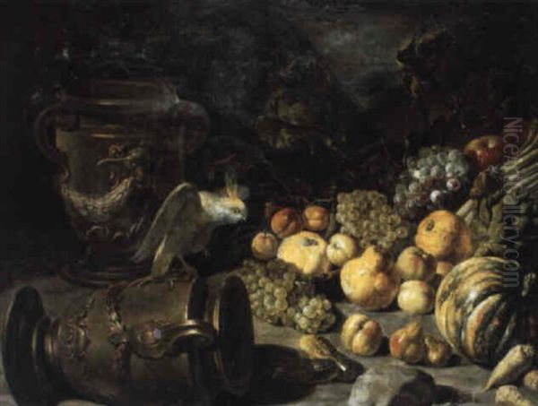 Nature Morte Aux Fruits, Vasque Et Perroquet - view 1
