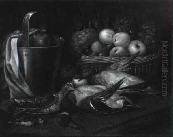 Nature Morte De Gibier Et Corbeille De Fruits - view 1