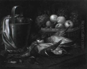Nature Morte De Gibier Et Corbeille De Fruits by Peter van Boeckel