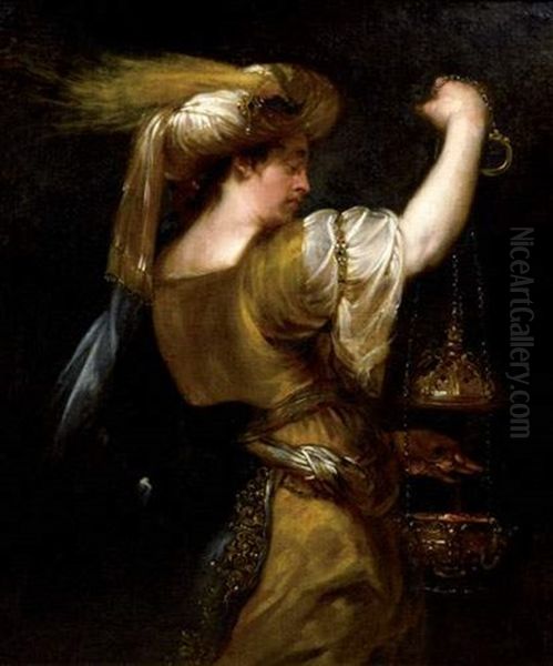Personnage Oriental Faisant Bruler De L'encens Ou Allegorie De L'asie - view 1