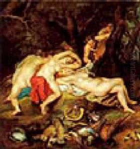 Diana Und Ihre Nymphen, Von Satyrn Belauscht by Jan Boeckhorst