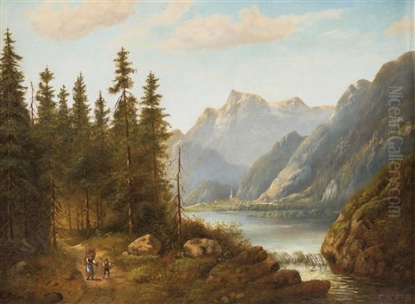 Mittelgebirgslandschaft Mit Reisigsammler - view 1