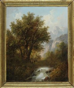 Paar Am Wildbach In Gebirgslandschaft