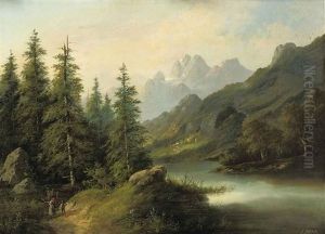 Wanderers In A Forest Landscape