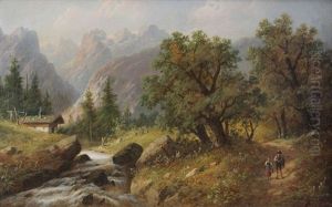 Paysage Montagneux En Suisse Anime De Figures