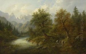 Waldlandschaft Mit Figurenstaffage