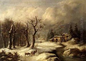 Winterlandschaft Mit Wassermuhle Und Figurenstaffage