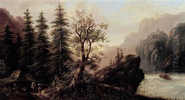 Hikers In An Alpine Landscape - view 1