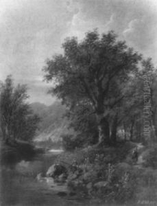 Fluslandschaft Mit Staffagen by Eduard Boehm
