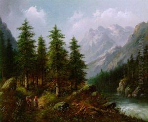 Wanderer In Alpenlandschaft
