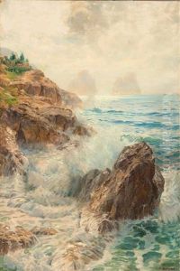 Blick Von Der Kuste Der Amalfitana Auf Die Faraglioni-felsen by Karl Theodor Boehme