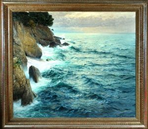 Felsenkuste Auf Portofino by Karl Theodor Boehme