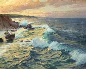 Brandung An Der Ostsee (vor Rugen?) by Karl Theodor Boehme