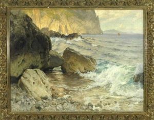 Brandung An Der Felsigen Kuste by Karl Theodor Boehme