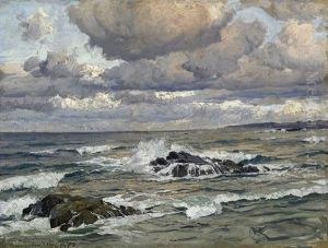 Bornholm. Blick Auf Schaumende Brandung Bei Aufziehendem Regen Bornholm. Blick Auf Schaumende Brandung Bei Aufziehendem Regen