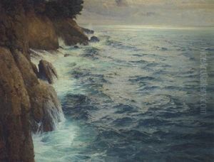 Breakers On A Rocky Coast, Capri by Karl Theodor Boehme