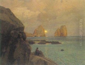 Sonnenuntergang An Der Kuste Capris by Karl Theodor Boehme