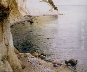 Uferstuck Auf Rugen Mit Kreidefelsen Im Morgendlichen Licht by Karl Theodor Boehme