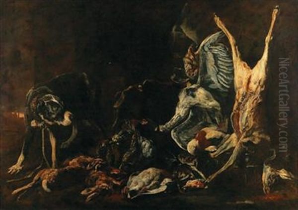 A Hunting Still Life With A Dog Watching The Kill - view 1