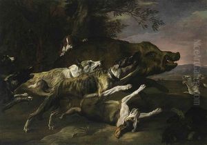 Hounds Bringing Down A Boar by Pieter Boel