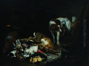 Cacciagione Di Penna E Di Piuma Con Un Cane In Un Paesaggio Boschivo Cacciagione Di Penna E Di Piuma Con Un Cane In Un Paesaggio Boschivo