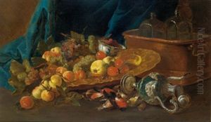 Stillleben Mit Fruchten, Einem Goldenen Teller, Einer Prunkkanne Und Einer Schale Aus Ming-porzellan