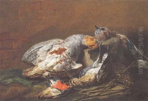Nature Morte A La Becassine, Perdreau Gris, Caille Et Geai Sur Un Entablement Nature Morte A La Becassine, Perdreau Gris, Caille Et Geai Sur Un Entablement