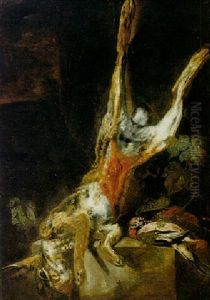 Still Life Of A Hung Hare And Jay