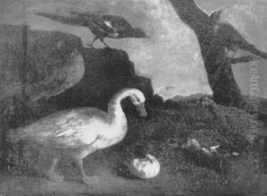 A Duck And Other Birds In A Landscape by Pieter Boel