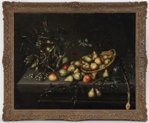 Nature Morte Aux Fruits Avec Poires Et Pommes by Maerten Boelema De Stomme