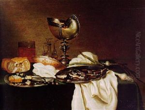 A Breakfast Still Life Of A Fish On A Pewter Dish And Other Objects