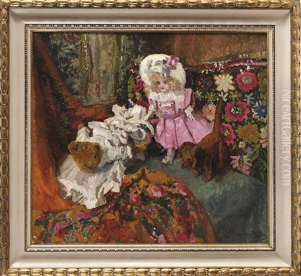 Spielzimmer Mit Puppe, Teddy Und Stoffdackel - view 1