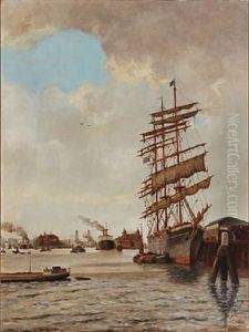 European Harbour Scape by Jan De Boer