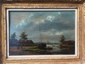 Paysage De Hollande Anime De Personnages by Sebastiaan Theodorus Voorn Boers