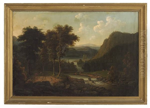 Mountainous Landscape With Cattle And A Figure On The Path - view 1