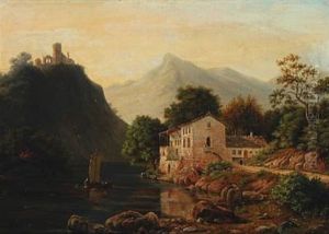 A View Of The Vierwaldstatter Lake In The Swiss Alps by August Wilhelm Boesen