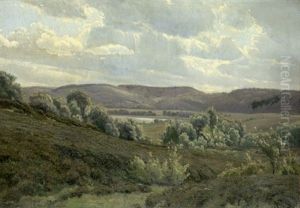 Landschaft Bei Sveibaek Auf Mitteljudland An Einem Klaren Und Windigen Sommertag by Johannes Boesen