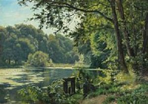 Ved En Skovdam, Parti Fra Hellebaek by Johannes Boesen