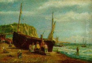 Born Pa Stranden Ved Optrukken Bad Born Pa Stranden Ved Optrukken Bad