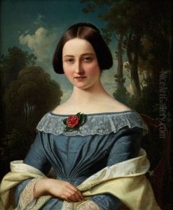 Portrat Einer Jungen Dame by Christian Eduard Boettcher