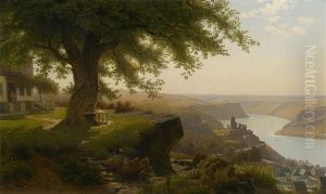 Blick Auf Burg Katz, Im Hintergrund Die Loreley Blick Auf Burg Katz, Im Hintergrund Die Loreley