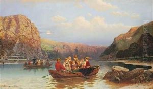 Rheinlandschaft Mit Ansicht Der Loreley by Christian Eduard Boettcher