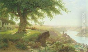 Landschaft Am Mittelrhein Mit Der Burg Rheinfels