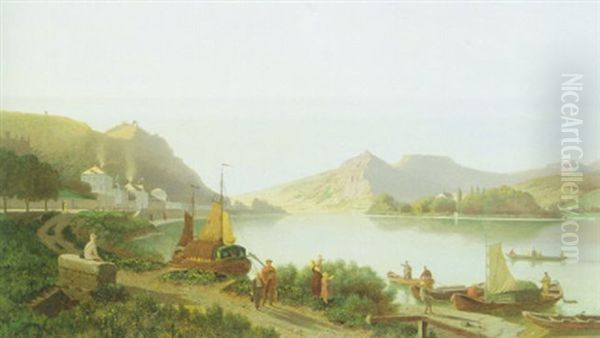 Rheinlandschaft Mit Drachenfels, Nonnenwerth Und Rolandsbogen - view 1