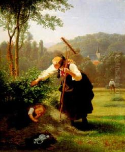 Mittagsruhe, Junge Baeuerin In Hessischer Tracht