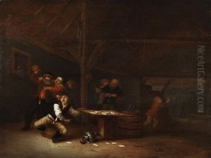 Rauferei Beim Kartenspiel by Hendrik Bogaert