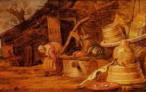 A Kitchen Still Life With A Woman Near A Well - view 1