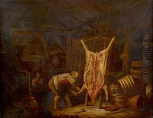 Interieur De Cuisine Avec Un Porc Ecorche