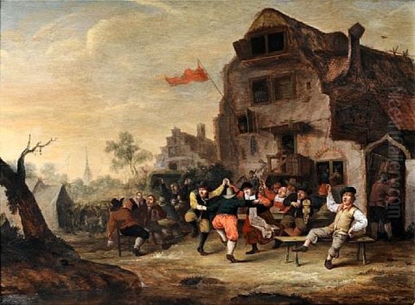 Figures Dancing And Drinking Before A Country Inn - view 1