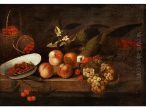 Fruchtestillleben Mit Papagei by Jakob Bogdani